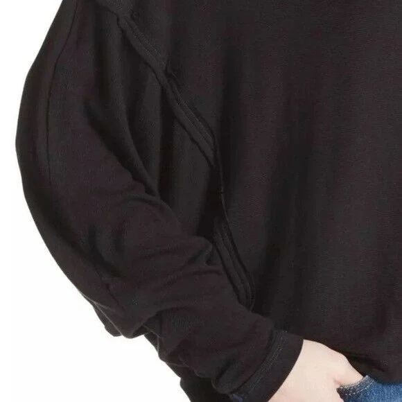 We The Free People Alameda Dolman Sleeve Turtleneck Top Black Medium H12840 - Picture 5 of 16